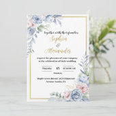 Elegant Floral Wedding Invitation Kaart (Staand voorkant)