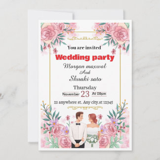 Elegant Floral Wedding Invitation Kaart