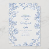 Elegant Floral Wedding Invitation Kaart (Voorkant / Achterkant)