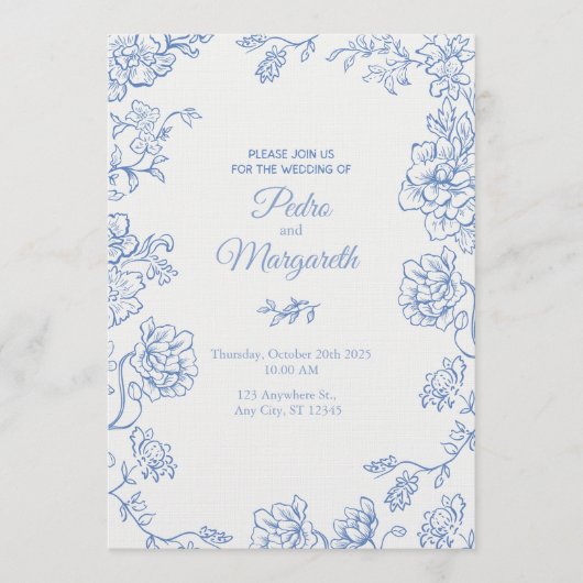 Elegant Floral Wedding Invitation Kaart (Voorkant)