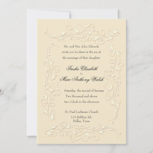 Elegant Floral Wedding Invitation Kaart (Voorkant)