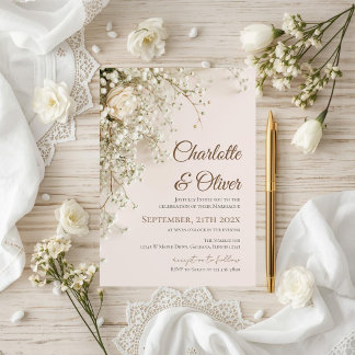 Elegant Floral Wedding Invitation Kaart