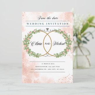 Elegant Floral Wedding Invitation Kaart
