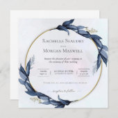 Elegant Floral Wedding Invitation Kaart (Voorkant / Achterkant)