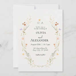 Elegant Floral Wedding Invitation Kaart