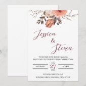 Elegant Floral Wedding Invitation Kaart (Voorkant / Achterkant)