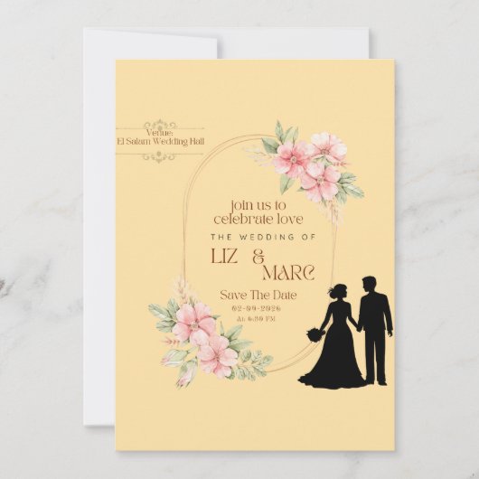 Elegant Floral Wedding Invitation Kaart (Voorkant)
