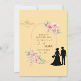 Elegant Floral Wedding Invitation Kaart