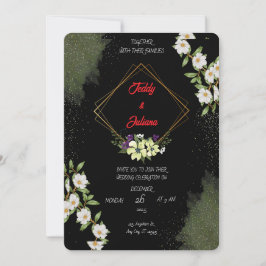 Elegant Floral Wedding Invitation Kaart