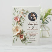 Elegant Floral Wedding Invitation Kaart (Staand voorkant)