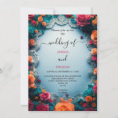 Elegant Floral Wedding Invitation Kaart (Voorkant)