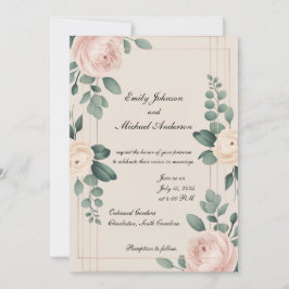 Elegant Floral Wedding Invitation Kaart