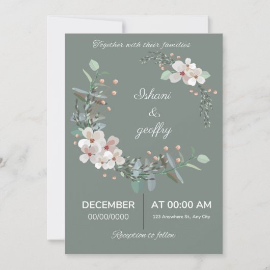 Elegant Floral Wedding Invitation Kaart (Voorkant)