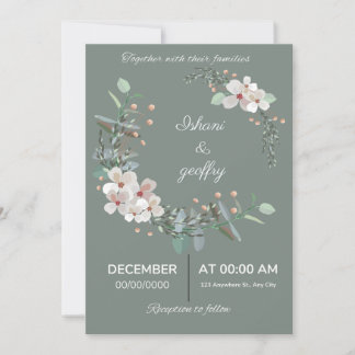 Elegant Floral Wedding Invitation Kaart