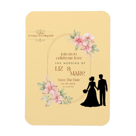 Elegant Floral Wedding Invitation Magneet (Verticaal)
