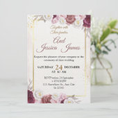 Elegant Floral Wedding Invitation Modern card (Debout devant)