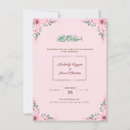 Elegant Floral Wedding Invitation | Modern & Roman Kaart