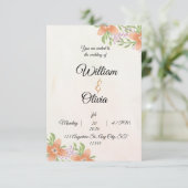 Elegant Floral Wedding Invitation | Peach & Green  (Debout devant)