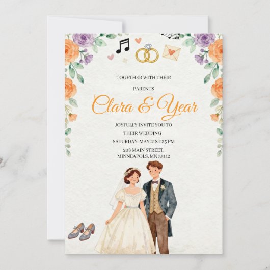 Elegant Floral Wedding Invitation | Romantic Garde (Devant)