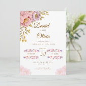 Elegant Floral Wedding Invitation | Romantic Pink Kaart (Staand voorkant)