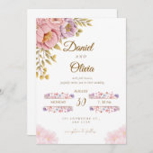 Elegant Floral Wedding Invitation | Romantic Pink Kaart (Voorkant / Achterkant)