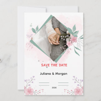 Elegant Floral Wedding Invitation | Romantic Pink  Kaart
