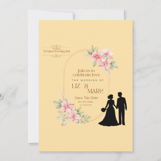 Elegant Floral Wedding Invitation Save The Date (Voorkant)