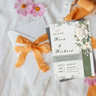 Elegant Floral Wedding Invitation – Save the Date Kaart