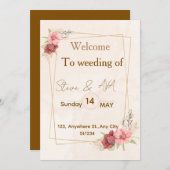 Elegant Floral Wedding Invitation ، Soft Pastel Co (Devant / Derrière)