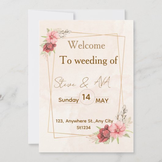 Elegant Floral Wedding Invitation ، Soft Pastel Co Kaart (Voorkant)