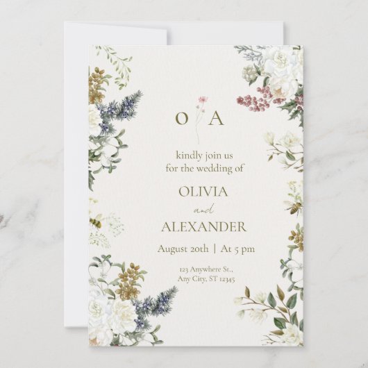 Elegant Floral Wedding Invitation Template (Devant)