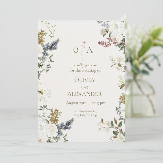 Elegant Floral Wedding Invitation Template (Debout devant)