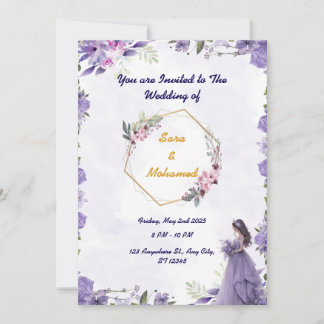 Elegant Floral Wedding Invitation Template Kaart