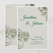 Elegant Floral Wedding Invitation Template  Kaart (Voorkant / Achterkant)