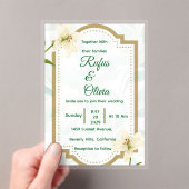Elegant Floral Wedding Invitation with Gold Frame  (In situ (ordinateur de poche))