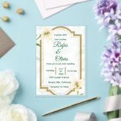 Elegant Floral Wedding Invitation with Gold Frame  (Insitu (Mariage))