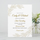 Elegant Floral Wedding Invitation with Gold Script (Debout devant)