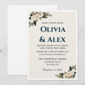 Elegant Floral Wedding Invitation with Greenery (Devant / Derrière)