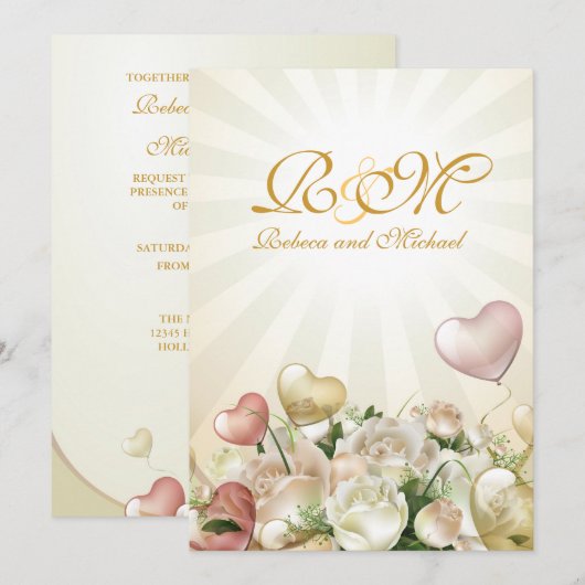 Elegant Floral Wedding Invites Kaart (Voorkant / Achterkant)