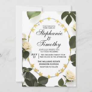 Elegant Floral Wedding Kaart