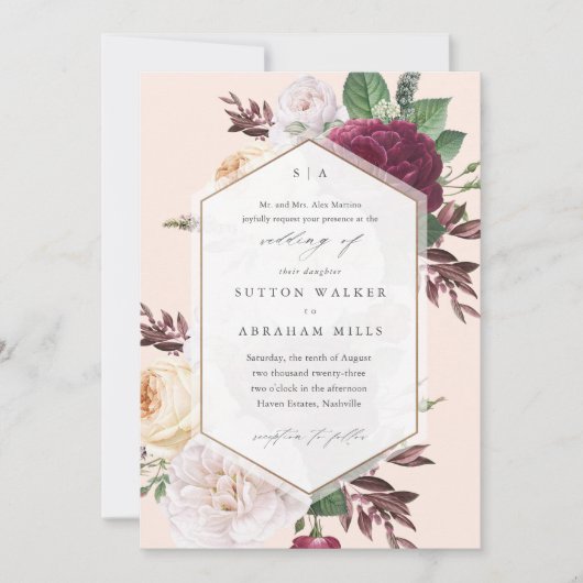 Elegant Floral Wedding Kaart (Voorkant)