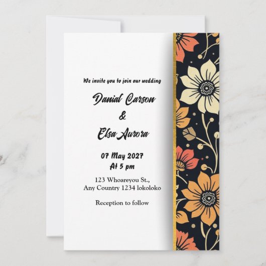 Elegant Floral Wedding Kaart (Voorkant)