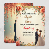 Elegant Floral Wedding Kaart (Voorkant / Achterkant)