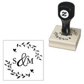 Elegant Floral Wedding Monogram Rubberstempel (Gestempeld)
