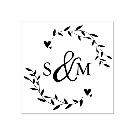 Elegant Floral Wedding Monogram Rubberstempel (Afrduk)