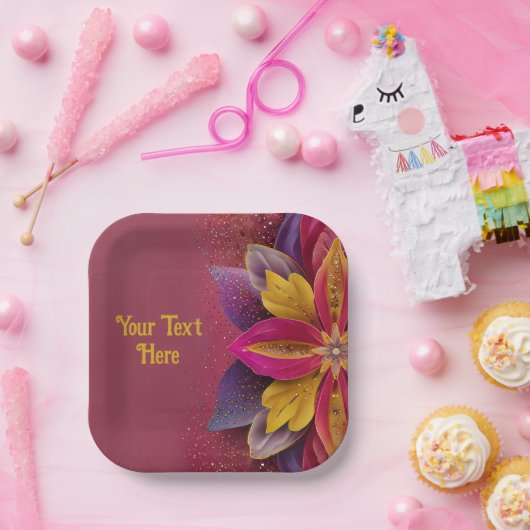 Elegant Floral Wedding Papieren Bordje (Feest)