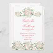 Elegant Floral Wedding Pink Chic Script Wedding Kaart (Voorkant / Achterkant)