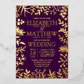 Elegant Floral Wedding Real Folie Uitnodiging (Voorkant)