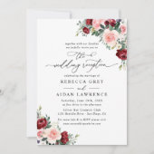 Elegant Floral Wedding Reception Slechts Uitnodigi Kaart (Voorkant)