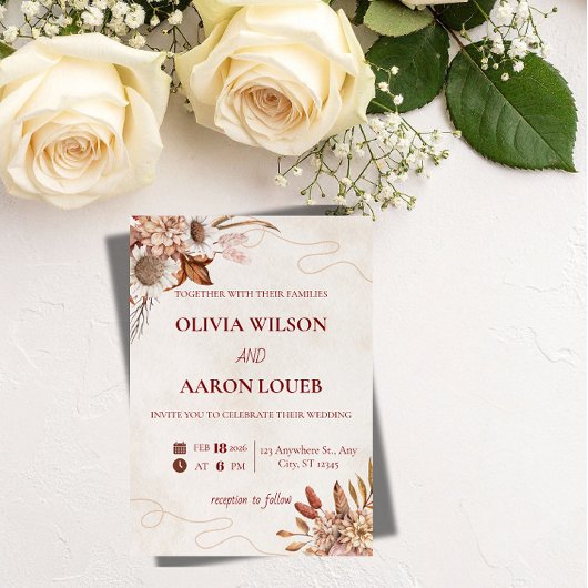 Elegant Floral Wedding romantic Invitation templat
